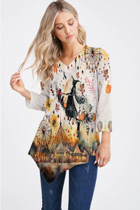 HALLOWEEN 3/4 SLEEVE CIRCUS TOP