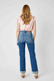 Judy Blue HW Front Seam Detail & Cuffed Straight Leg Jean